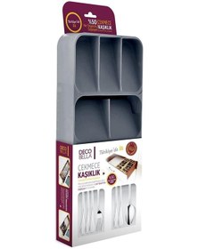 Resim 9 Bölmeli Çekmece Kaşık,çatal Düzenleyici, Kaşıklık Decobella Siyah 