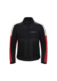 Resim Motosiklet Mont 4 Mevsim Dynamic Açık Gri-kırmızı Motorcu Montu 