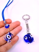 Resim Ennea Art Küre Nazar Boncuk Anahtarlık +burgu Boncuk Araba Dikiz Ayna Süsü El Yapımı Cam Hediyelik Set 