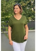 Resim Büyük Beden Yeşil Minnoş Bluz -1488 Yeşil 
