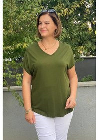 Resim Büyük Beden Yeşil Minnoş Bluz -1488 Yeşil 