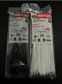 Resim MB PLAS 4.8 # 300 Mm Kablo Bağı Cırt Kelepçe 100 Adet Siyah 100 Adet Beyaz 