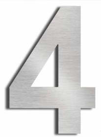 Resim SE-Dizayn Kapı Numarası 10 Cm No 4 Paslanmaz Çelik Kendinden Yapışkanlı Kapı Bina Ev Numarası Arial Yazı Tipi 