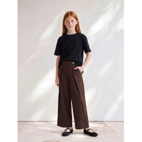 Resim LC Waikiki Lcw Kids Kahverengi Loose Fit Kız Çocuk Poplin Pantolon 