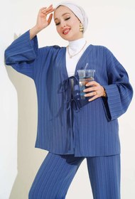 Resim VOLT CLOTHİNG Kadın Önü Bağlamalı Kimono İkili Takım 