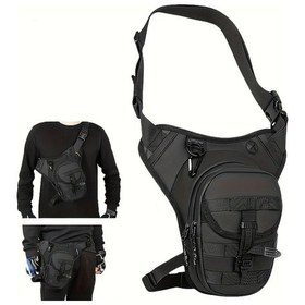 Resim Hightower Siyah Motosiklet Bacak Çantası - Ayarlanabilir Kayış, Dayanıklı, Çok Amaçlı 