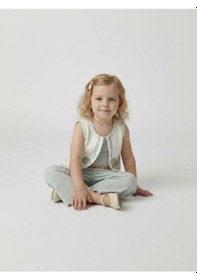 Resim Zekids Kız Çocuk Yelek Crop Pantolon Üçlü Tasarım Takım-17243 Çok Renkli 