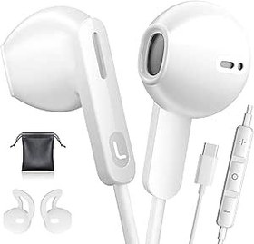 Resim iPhone 16 iPhone 15 Pro Max Kulaklık USB C Kulaklıklar Samsung Galaxy S25 S24 S23 Ultra A16 için Kablolu Kulaklıklar, Stereo Mikrofonlu Ses Kontrollü Kulak Telefonlarında USB C Google Pixel 9 8 için 
