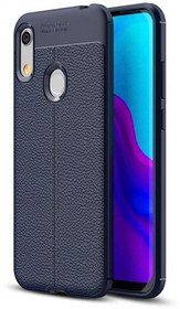 Resim Huawei Y6 2019 Kılıf Deri Görünümlü Lüks Parmak İzi Bırakmaz Niss Silikon Kapak - Lacivert 