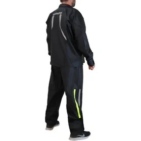 Resim Motorcu Yağmurluk %100 Su Geçirmez Dikişsiz Ön Arka Çift Reflektör Fermuarlı Paçalar Sıcak Frekans Yapıştırma 