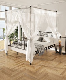 Resim ARGİMO Stella Sultan Başlıklı Çift Kişilik Ferforje Metal Karyola (CİBİNLİKSİZ) Siyah 