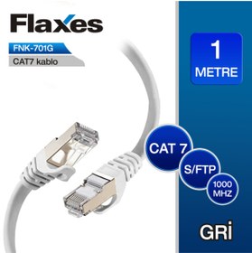 Resim FLAXES Fnk-701g 1m Cat 7 S/ftp Patch Kablosu,gri 