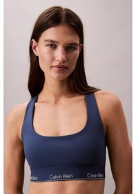 Resim Kadın Orta Destekli Yarışçı Sırtı Spor Sütyeni - Mavi Dark Denim 