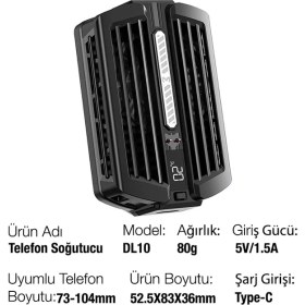 Resim Memo DL10 Dijital Gösterge 2000MAH Powerbankli Telefon Soğutucu Fan RADYATÖR-(577 - TK002M-6XSWQ 
