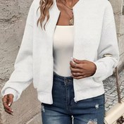 Resim Kadınlar için Günlük Yeşil Fermuarlı Ceket - Hafif Polyester, Dokulu Kumaş, Makinede Yıkanabilir, İlkbahar/Yaz Modası için İdeal 