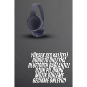 Resim Techno Stock Kablosuz Bluetooth Kulaklık Kulak Üstü Ayarlanabilir Uzun Ömürlü 