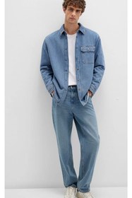 Resim Mavi 0211186 Jeremy Classic Denim Süni Kürklü Indigo si Erkek Kot Ceket 
