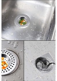 Resim Paslanmaz Metal Süzgeç 2 Li Lavabo Süzgeci Evye Süzgeç Sink Strainer 