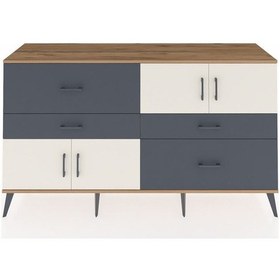 Resim Hyperion Konsol 5 Raflı 3 Çekmeceli 3 Kapaklı 176x44x99 Çam-aytaşı/antrasit Atlas Çam/aytası - Atlas Çam 