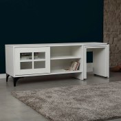 Resim Pasific Home Revival Metal Ayaklı Sürgülü Tv Ünitesi, Zigon Sehpalı, 150 Cm, Ahşap Beyaz 