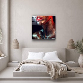 Resim Gümüş Makyaj Cam Duvar Tablosu - XL (100 x 100 cm) 