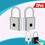 Resim 2 adet/1 adet Kompakt Akıllı Parmak İzi Kilidi USB Şarj Edilebilir Mini Akıllı Parmak İzi Kilidi - Valiz, Bagaj için Anticorap Anahtarsız Güvenlik Kapı Kilidi 