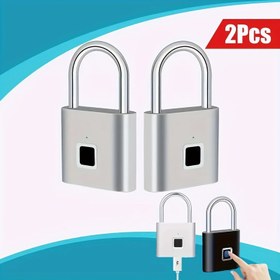 Resim 2 adet/1 adet Kompakt Akıllı Parmak İzi Kilidi USB Şarj Edilebilir Mini Akıllı Parmak İzi Kilidi - Valiz, Bagaj için Anticorap Anahtarsız Güvenlik Kapı Kilidi 