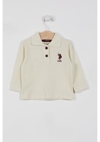 Resim U.S. Polo Assn. Lisanslı Classic Uzun Kol Yakalı Bebek Sweatshirt - Ekru 