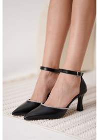 Resim Darla Siyah Taşlı Sivri Burun İnce Topuklu Abiye Ayakkabı Siyah 