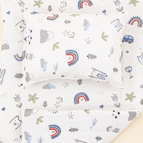 Resim Alt Açma Matı ve Yastık - Mavi Kedi 