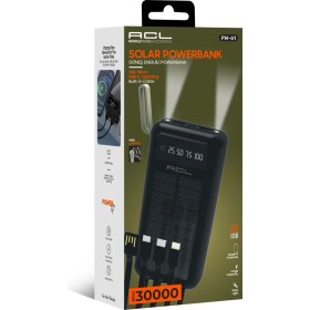 Resim Acl Pw-61 30.000MAH Güneş Enerjili Powerbank | 5 Cihaz Aynı Anda Şarj | Usb-C & Lightning & Micro USB & 2x USB Çıkış | Dahili LED Fener 