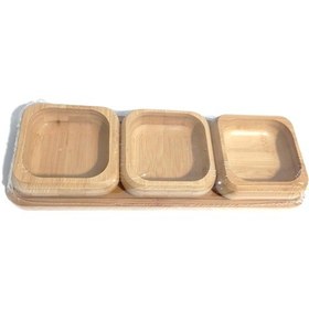 Resim Çerezlik 3 Lü Bambu Ahşap-bamboo Snack Bowl Boyut: Taban 29.5 Cm 