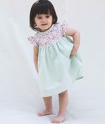 Resim Little Gusto Organik Pamuk Fırfırlı Yeşil Bebek Elbisesi Çiçekli 