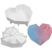 Resim Getshopmini Elmas Kesim Kalp Silikon Kek Kalıbı 11x11cm 