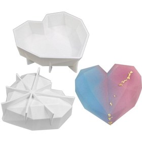 Resim Getshopmini Elmas Kesim Kalp Silikon Kek Kalıbı 11x11cm 