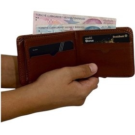 Resim Exclusive Serisi Premium Özel Üretim Lüks Deri Yatay Çizgili Classic Erkek Cüzdanı Çok Renkli 