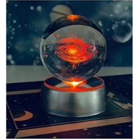 Resim Raicon Samanyolu Galaksi Toz Bulutu Nebula Işıklı Cam Küre Turuncu 6 cm Çapında Kristal Top 