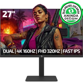 Resim GamePower Kaze Dual 27'' 0.5Ms 4K 160Hz - FHD 320Hz Fast IPS Gaming Monitör (Ölü Pikselde Anında Değişim) 