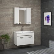 Resim Alfa Banyo Safir Beyaz 80 cm lavabolu banyo dolabı -Banyo Takımı 