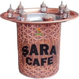 Resim Tepsili Kumda Kahve Makinesi Bakır Sinili Kumda Kahve Yüksek Boy 