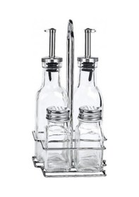 Resim Standlı Cam Yağlık Sirkelik Tuzluk Karabiberlik Seti-200 Ml 