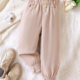 Resim Kızlar için Rahat Polar Jogger Pantolonlar Düğme Detaylı - Sonbahar/Kış için Yumuşak Bej Günlük Pantolonlar, Elastik Bel Bandı & Manşetli Ayak Bileği, Günlük Kıyafetler için Mükemmel, Koşu Pantolonları, Dış Mekanlar için 