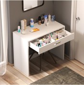 Resim Bicabin Arya Novella Mode Çekmeceli Beyaz Makyaj Masası/dresuar/çalışma Masası Make Up Desk 