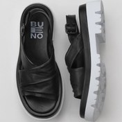 Resim Bueno Shoes Siyah Deri Kadın Dolgu Topuklu Sandalet 01wu7303 