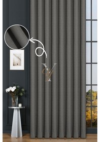 Resim Keten Fon Perde V-4017 Koyu Gri Koyu Gri 