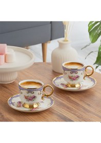 Resim Porsima Ist-169 Yaldızlı Desenli Porselen Fincan Takımı Lila 