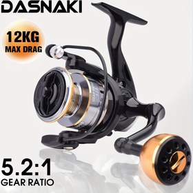 Resim DASNAKI 13+1BB Tam Metal Döner Makara - 5.2:1 Dişli Oranı, Derin Hattı Kap, Alüminyum Alaşım Makara, Uzun Atma ve Atma İçin İki El Tasarımı, Altın, Balık Makarası, Şık Balık Ekipmanı, Dayanıklı Makara 