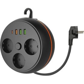 Resim 3 Adet Soket,3 Adet USB ve 1 Adet Type-C Girişli Termal Akım Korumalı Makaralı Priz 3395 
