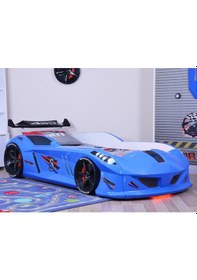 Resim Setaymobilya Arabalı Yatak, Jaguar Rüzgarlıklı Kumandalı Mavi Arabalı Yatak 
