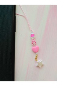 Resim nasclaycollection Fimo Hediyelik Telefon Askısı ,charm, Çanta Ve Cüzdan Süsü Pembe Ayıcık Figür 